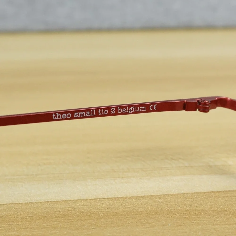 Theo Small Tie 2 Eyeglasses FRAMES Womens Belgium Red Gray Cat Eye 146 Titanium